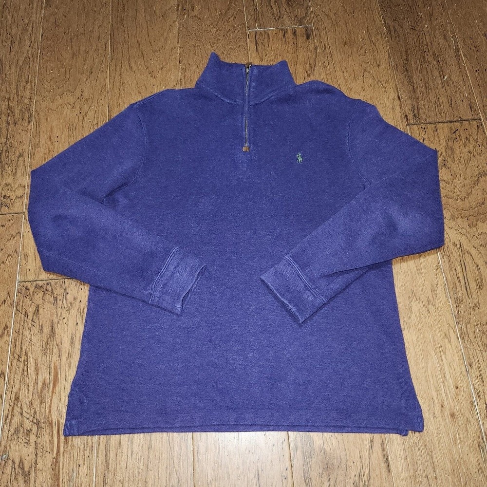 Polo Ralph Lauren Men's 1/4 Zip Pullover Sweater Size Medium Purple Zipper